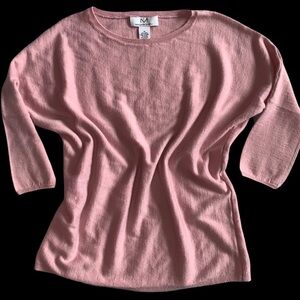 Magaschoni Pink Tight Knit Sweater 3/4 Sleeve sz M